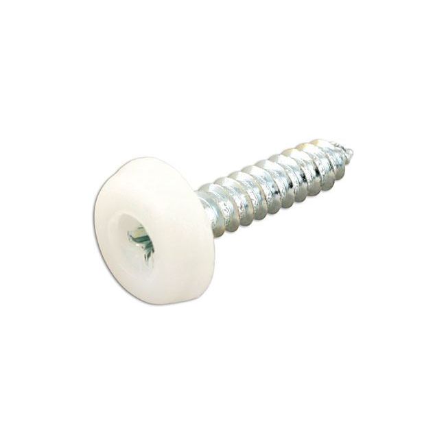 Connect Number Plate Screw 10 x 1" White Polytop 100pc 31546 Tool Connection - Dynamic Drive