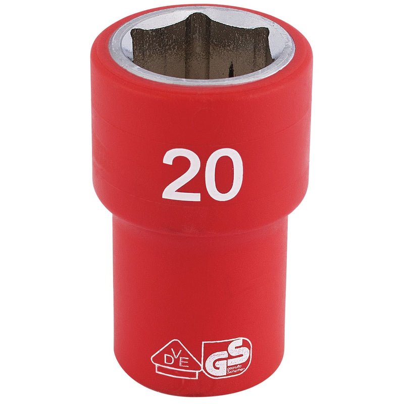 Draper Fully Insulated VDE Socket, 1/2" Sq. Dr., 20mm 31882 Draper - Dynamic Drive
