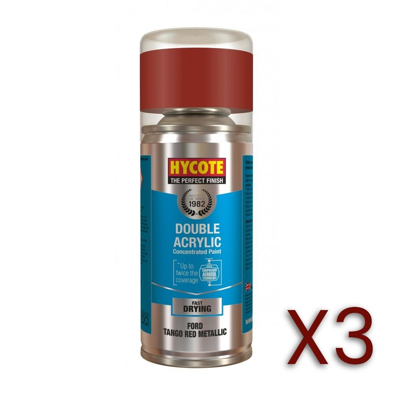3x Hycote Aerosol Paint for Ford Tango Red Metallic 150ml Hycote - Dynamic Drive