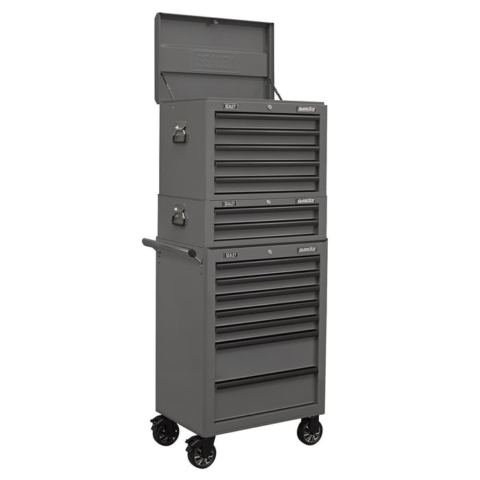 Superline PRO Topchest Mid-Box Tool Chest & Rollcab Combination 14 Drawer Grey Superline Pro - Dynamic Drive