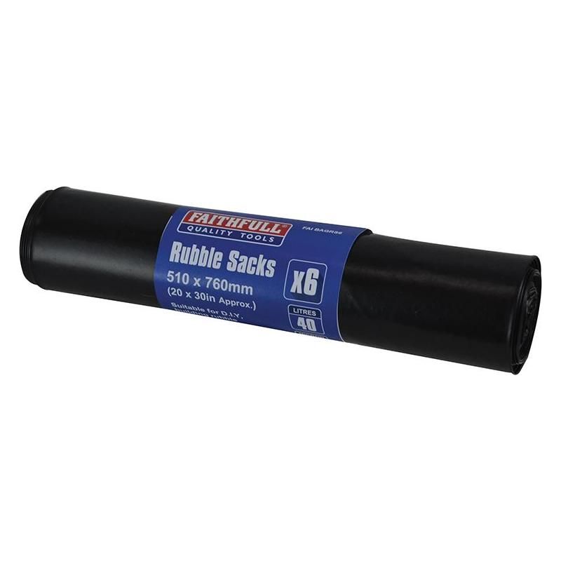 Faithfull Black Rubble Sacks (Roll 6) Faithfull - Dynamic Drive