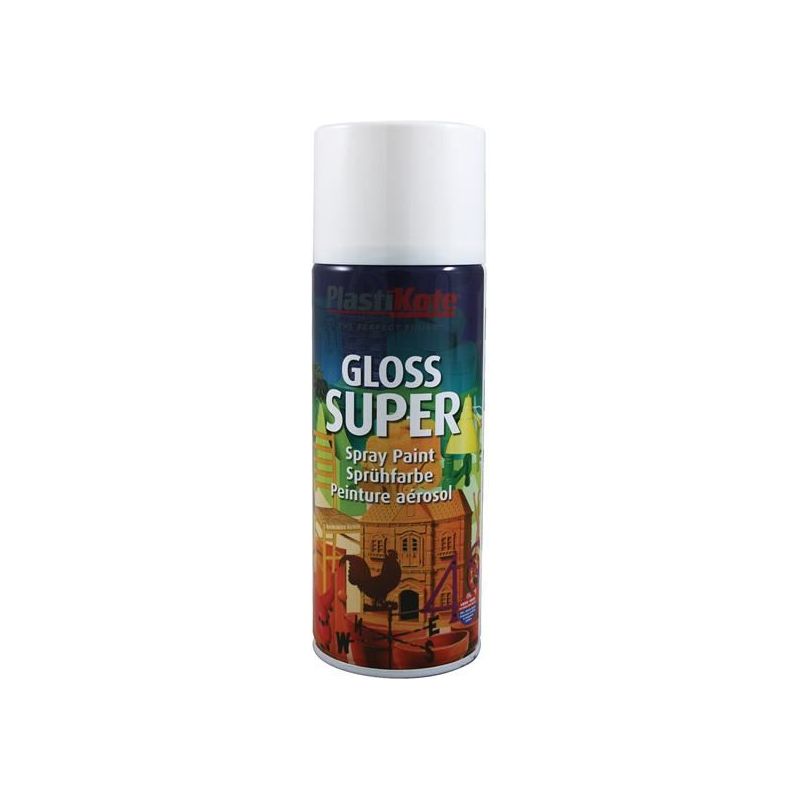 Plastikote Gloss Super Spray White RAL 9016 400ml PlastiKote - Dynamic Drive