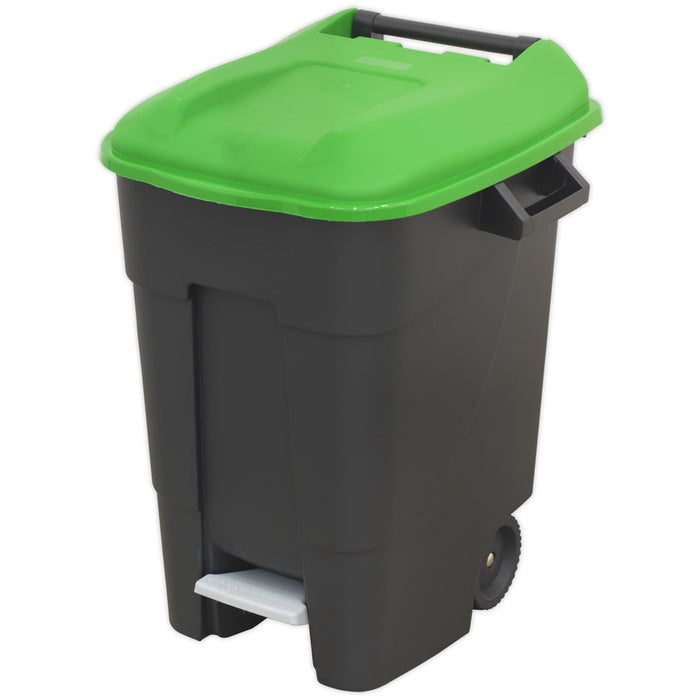 Sealey Refuse/Wheelie Bin with Foot Pedal 100L Green BM100PG Sealey - Dynamic Drive