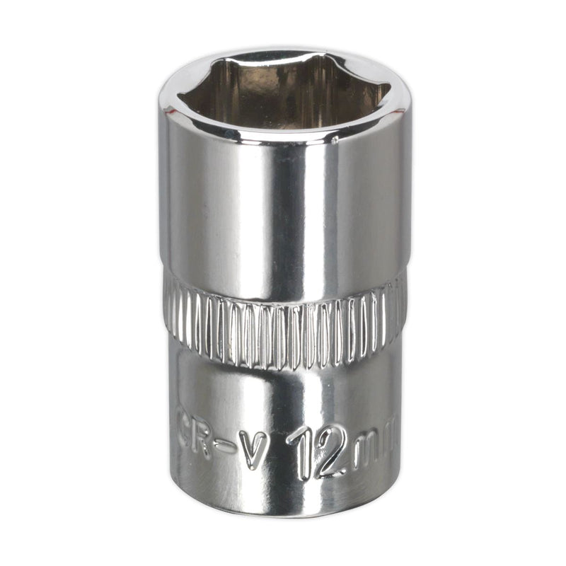 Sealey WallDrive Socket 12mm 3/8"Sq Drive Fully Polished SP3812 Sealey - Dynamic Drive