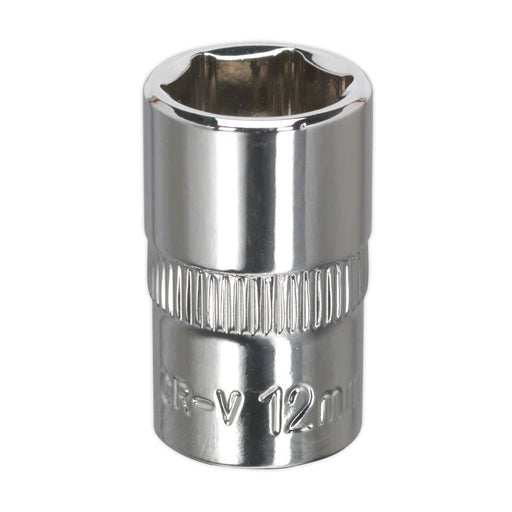 Sealey WallDrive Socket 12mm 3/8"Sq Drive Fully Polished SP3812 Sealey - Dynamic Drive