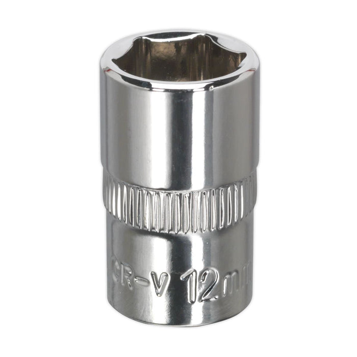 Sealey WallDrive Socket 12mm 3/8"Sq Drive Fully Polished SP3812 Sealey - Dynamic Drive
