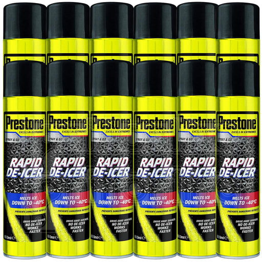 12x Prestone Car Rapid De-Icer Melts Windscreen Ice Frost Aerosol Deicer 600ml Prestone  - Dynamic Drive