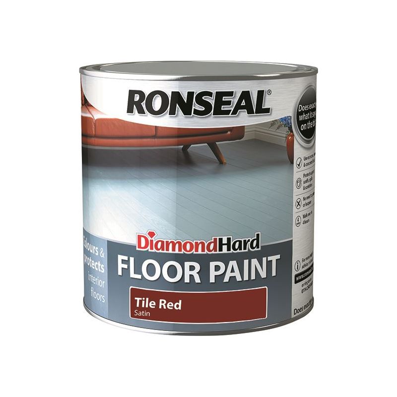 Ronseal Diamond Hard Floor Paint Satin Tile Red 2.5 litre Ronseal - Dynamic Drive