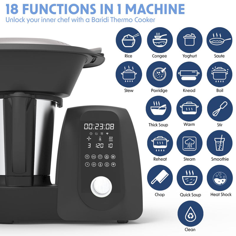 Baridi All-in-One Thermo-Cooker 18 Preset Functions 2L Capacity DH163 Baridi - Dynamic Drive