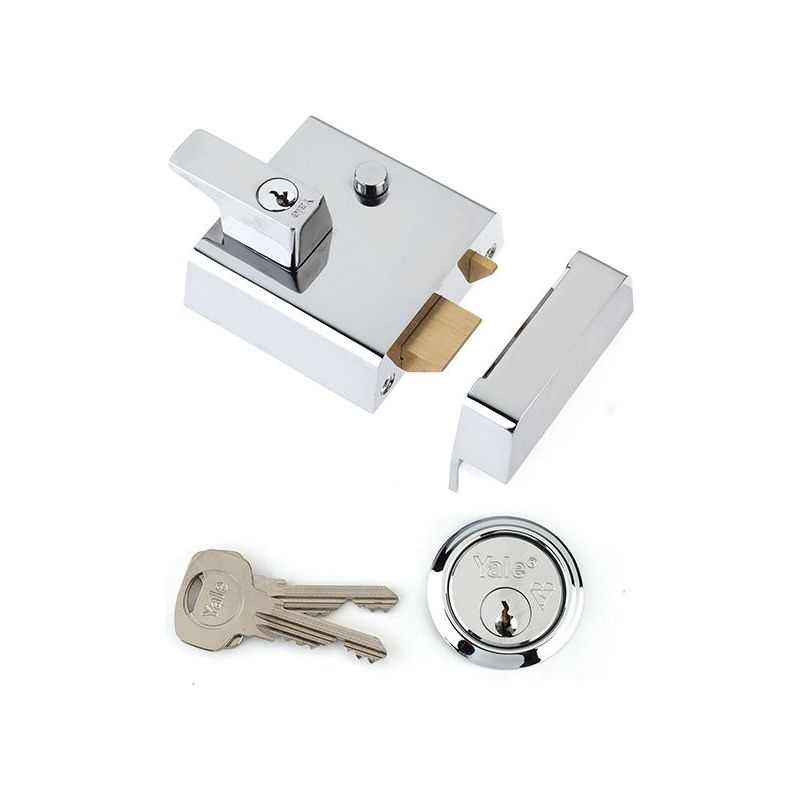 Yale Locks P1 Double Security Nightlatch 60mm Backset Chrome Finish Visi Yale Locks - Dynamic Drive