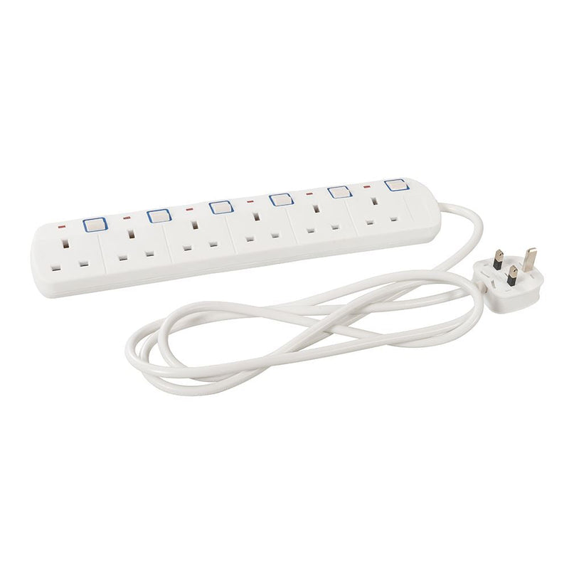 Powermaster Switched Extension Lead with Neon Indicator 230V 6-Gang 2m PowerMaster - Dynamic Drive