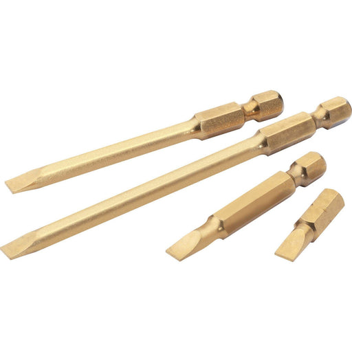 Draper 3mm 1/4" Hex Plain Slot Titanium Nitride Coated Insert Bit 25mm Long x 10 Draper - Dynamic Drive