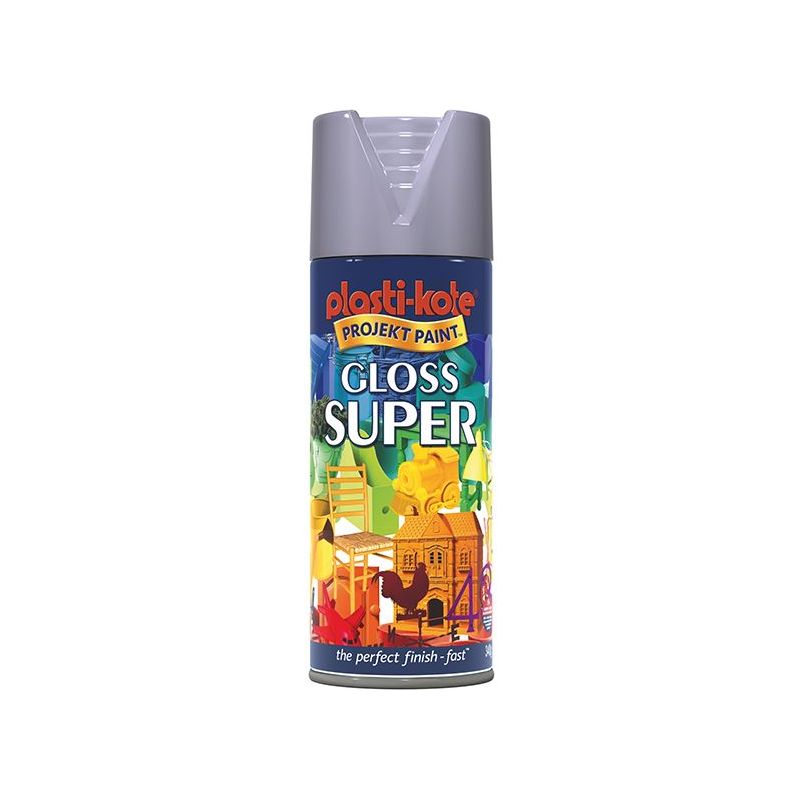 Plastikote Gloss Super Spray Aluminium 400ml PlastiKote - Dynamic Drive