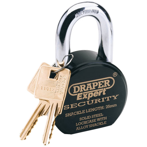 Draper Heavy Duty Stainless Steel Padlock and 2 Keys, 63 x 25mm 64206 Draper - Dynamic Drive