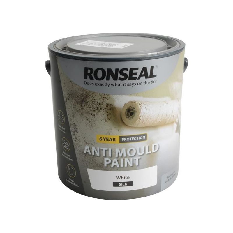 Ronseal 6 Year Anti Mould Paint White Silk 2.5 litre Ronseal - Dynamic Drive