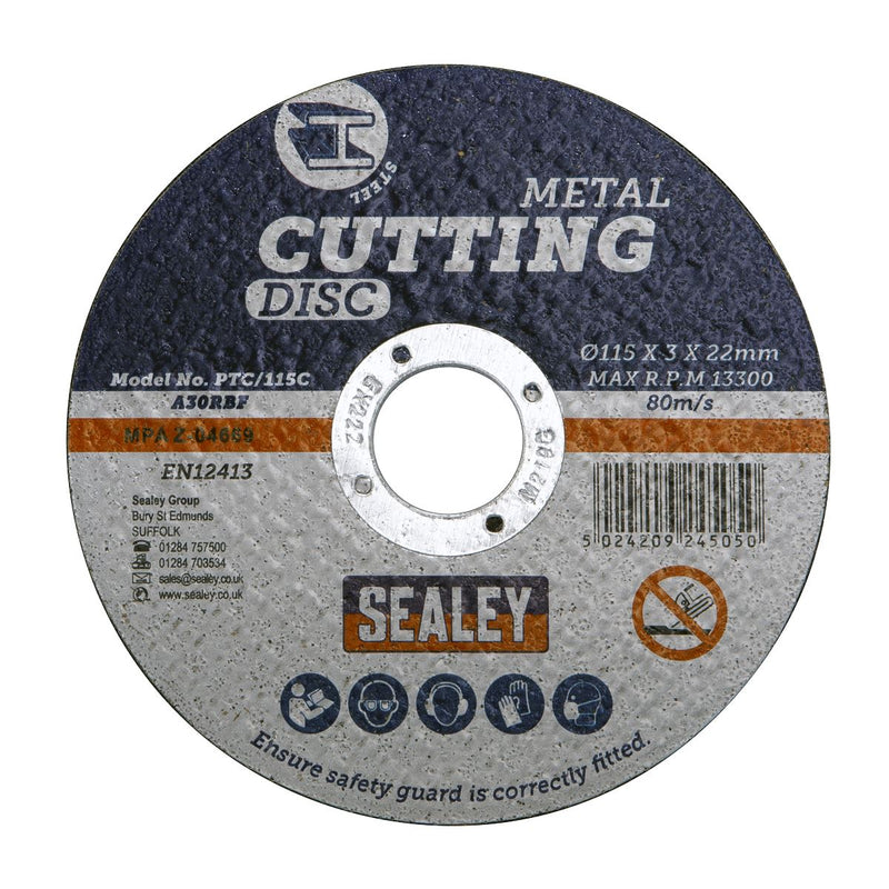 Sealey Cutting Disc115 x 3mm 22mm Bore PTC/115C Sealey - Dynamic Drive