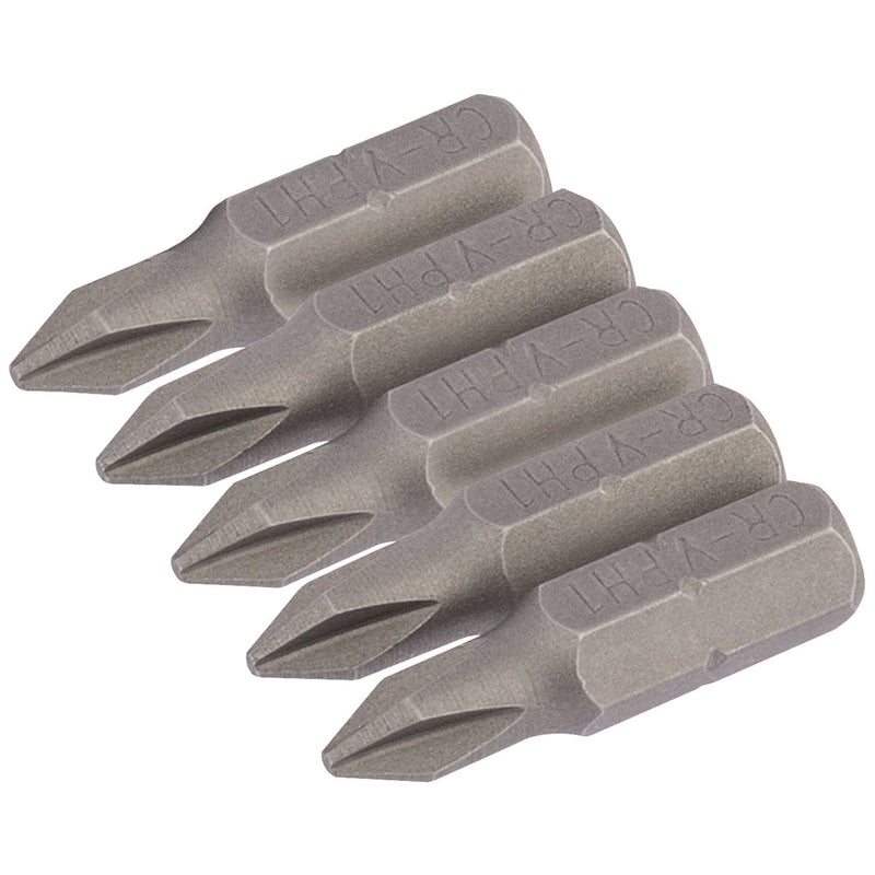Draper Cross Slot Insert Bit, 1/4" Hex, 25mm Long, No.1 (Pack of 5) 64017 Draper - Dynamic Drive