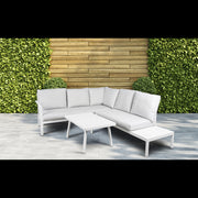 Dellonda Kyoto White 3 Piece Outdoor Garden Corner Sofa & Coffee Table Set Dellonda  - Dynamic Drive
