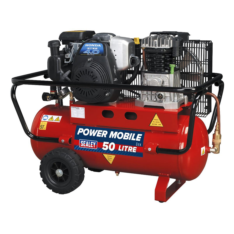 Sealey Air Compressor 50L Belt Drive Petrol Engine 4hp SA5040 Sealey - Dynamic Drive