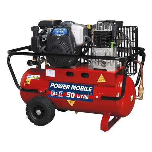 Sealey Air Compressor 50L Belt Drive Petrol Engine 4hp SA5040 Sealey - Dynamic Drive