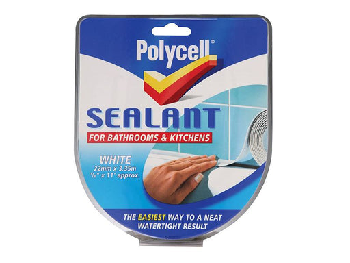 Polycell Sealant Strip Kitchen / Bathroom White 22mm Polycell - Dynamic Drive