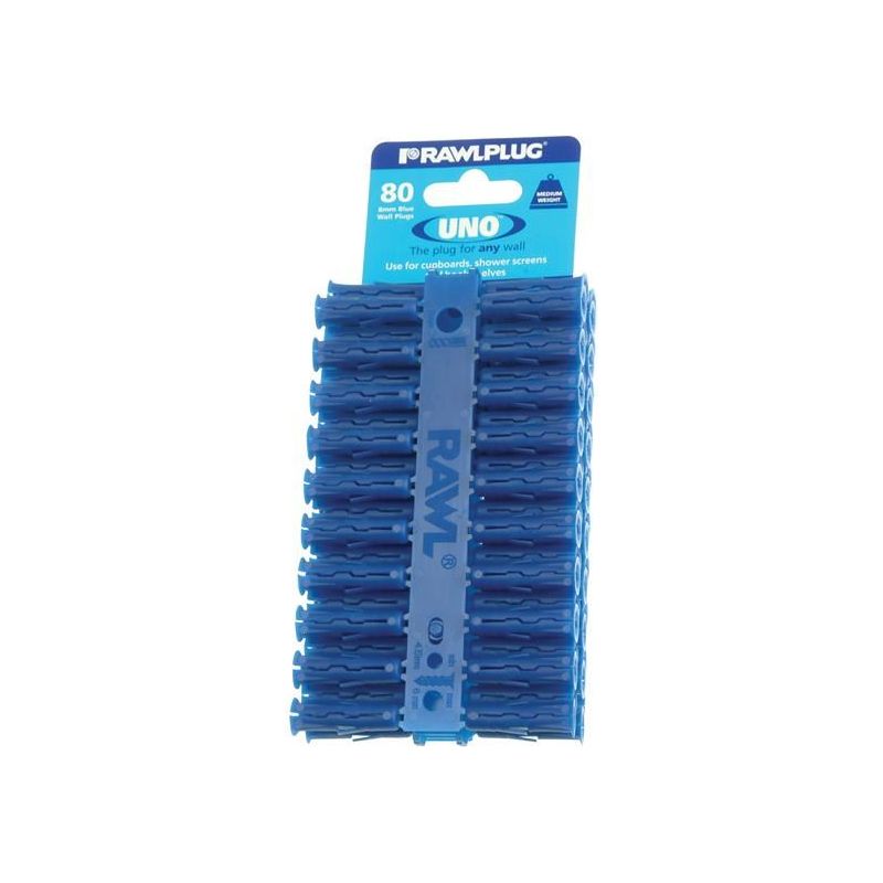 Rawlplug Blue UNO® Plugs 8 x 32mm (Card 80) Rawlplug - Dynamic Drive