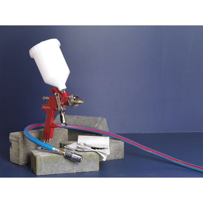 Sealey HVLP Gravity Feed Spray Gun 1.3mm Set-Up Water Paints Adjustable Sealey  - Dynamic Drive