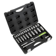 Sealey Socket Set 28pc 3/8"Sq Drive 6pt WallDrive Metric S01236 Sealey - Dynamic Drive