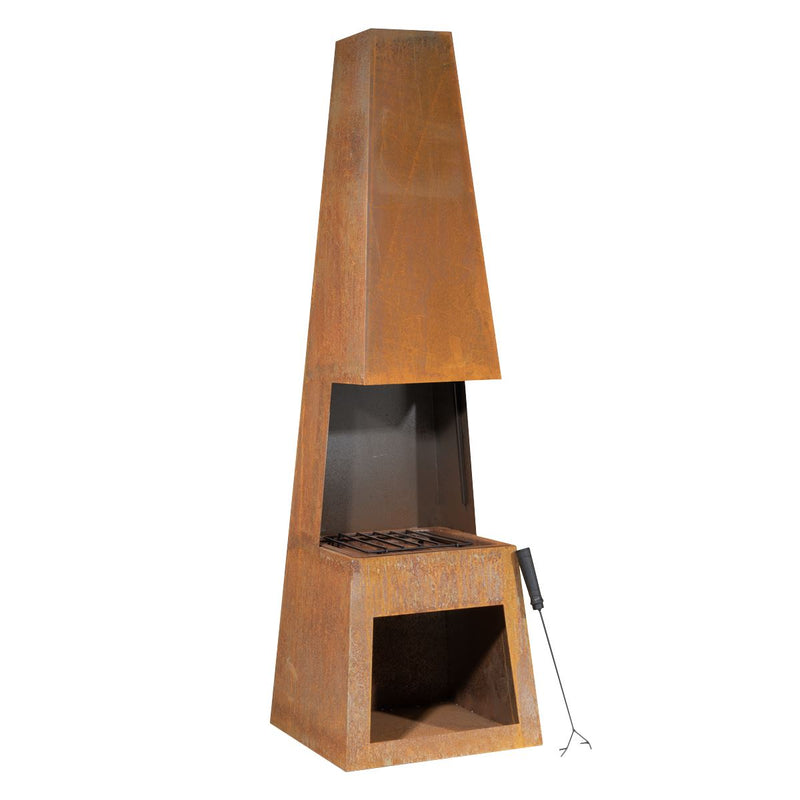 Dellonda Outdoor Chiminea Fireplace Heater Firewood Storage - Corten Steel Dellonda  - Dynamic Drive