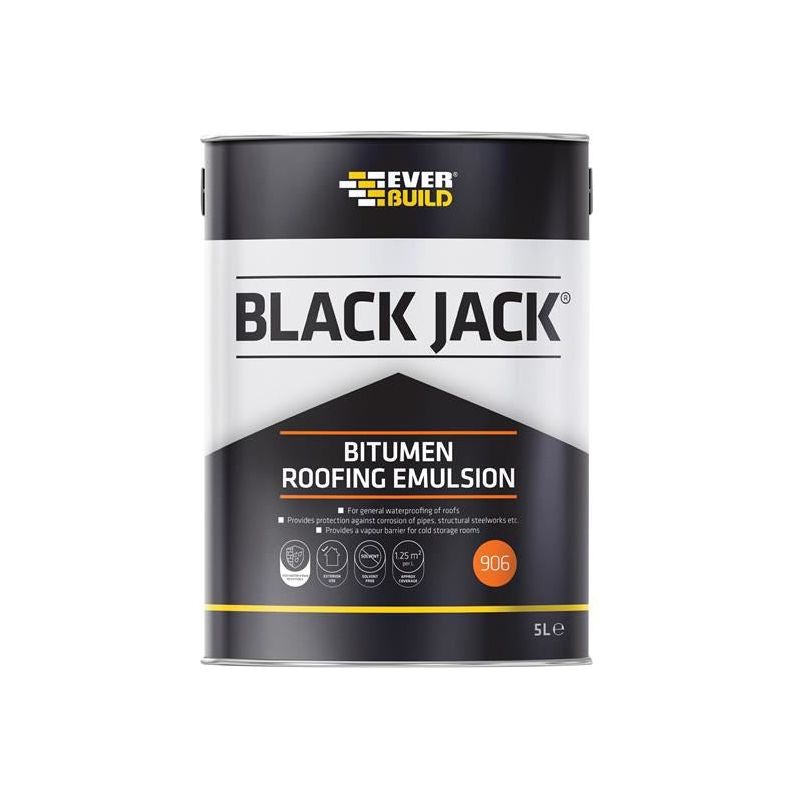 Everbuild Sika Black Jack® 906 Bitumen Roofing Emulsion 5 litre Everbuild Sika - Dynamic Drive