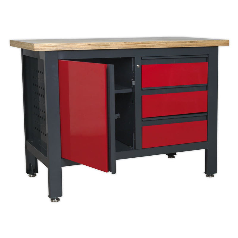 Sealey Workstation with 3 Drawers & Cupboard AP1372B Sealey - Dynamic Drive