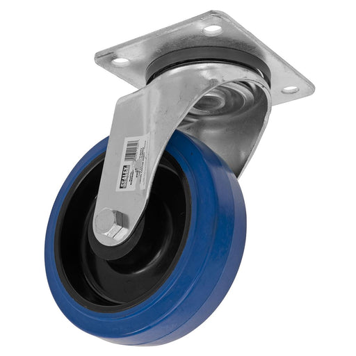 Sealey Heavy-Duty Blue Elastic Rubber Swivel Castor Wheel160mm Trade Sealey - Dynamic Drive