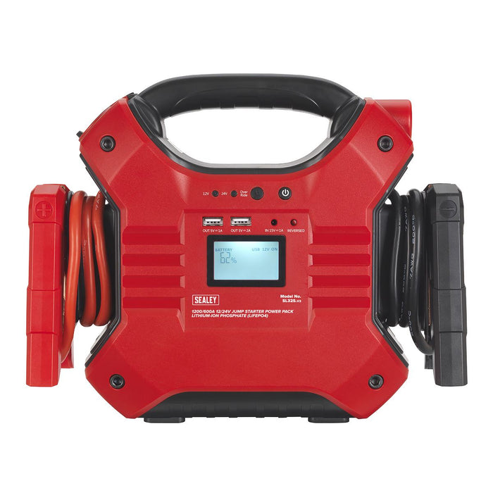 Sealey Jump Starter Power Pack LiFePo4 12/24V 1200/600 Peak Amps SL32S Sealey  - Dynamic Drive
