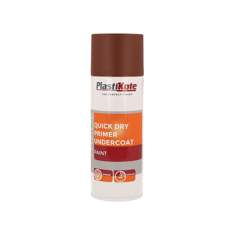 Plastikote Trade Quick Dry Primer Spray Red Oxide 400ml PlastiKote - Dynamic Drive