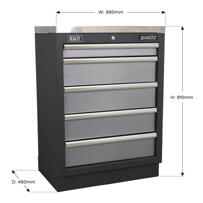 Sealey Modular 5 Drawer Cabinet 680mm APMS59 Sealey - Dynamic Drive