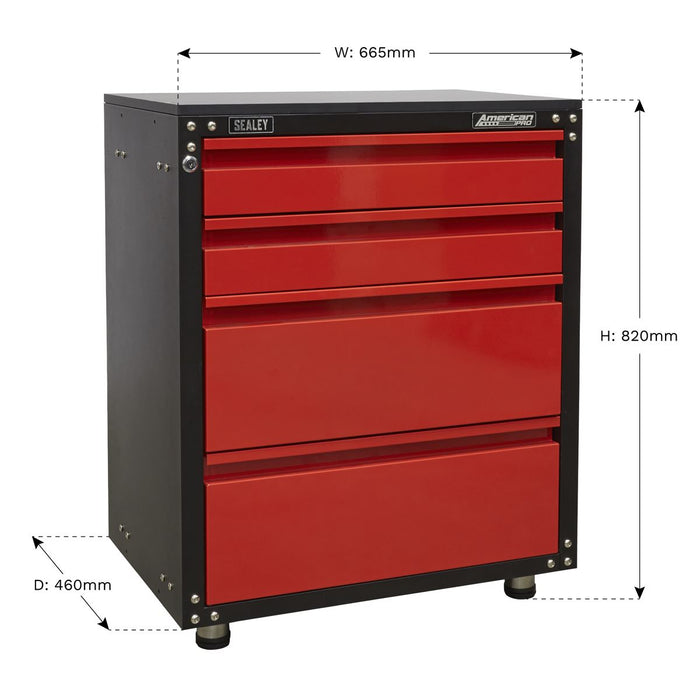 Sealey Modular 4 Drawer Cabinet with Worktop 665mm APMS84 Sealey - Dynamic Drive