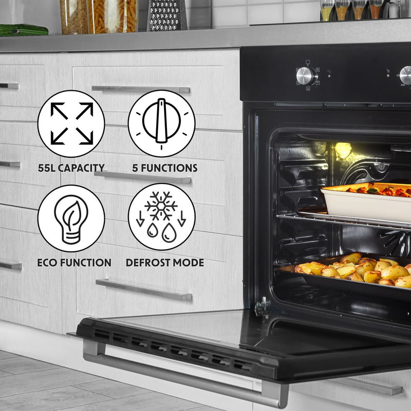 Baridi Integrated Fan-Assisted Electric Oven 60cm 55L Capacity - Black Baridi - Dynamic Drive