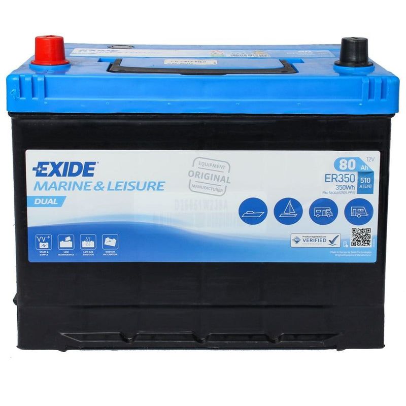 Exide ER350 12V FLA Battery 80Ah High Performance Battery for Demanding Appl Exide - Dynamic Drive