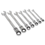 Sealey Flexible Head Ratchet Combination Spanner Set 7pc Metric S01143 Siegen by Sealey - Dynamic Drive
