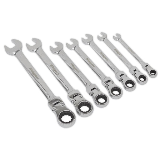 Seigen by Sealey Flexible Head Ratchet Combination Spanner Set 7pc Metric S01143 Seigen by Sealey  - Dynamic Drive