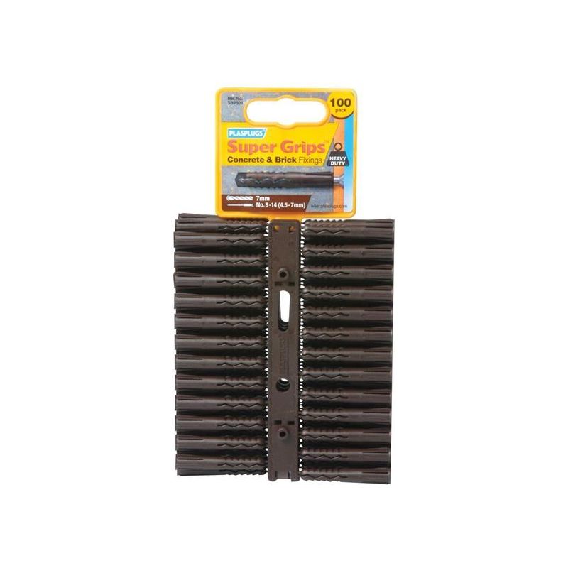 Plasplugs SBP 503 Solid Wall Super Grips™ Fixings Brown (100) Plasplugs - Dynamic Drive
