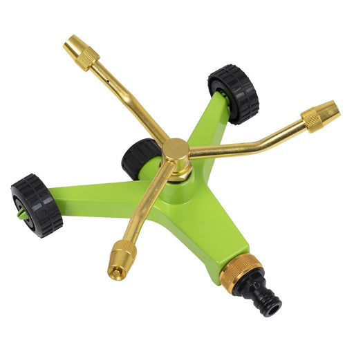 Sealey 3-Arm Brass Sprinkler with Metal Wheeled Base JS2032 Sealey - Dynamic Drive