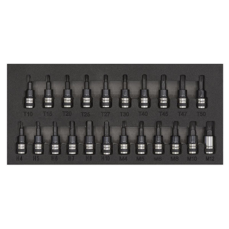 Sealey TRX-Star*/Hex/Spline Socket Bit Set 22pc 3/8"Sq Drive Black Series AK7985 Sealey - Dynamic Drive