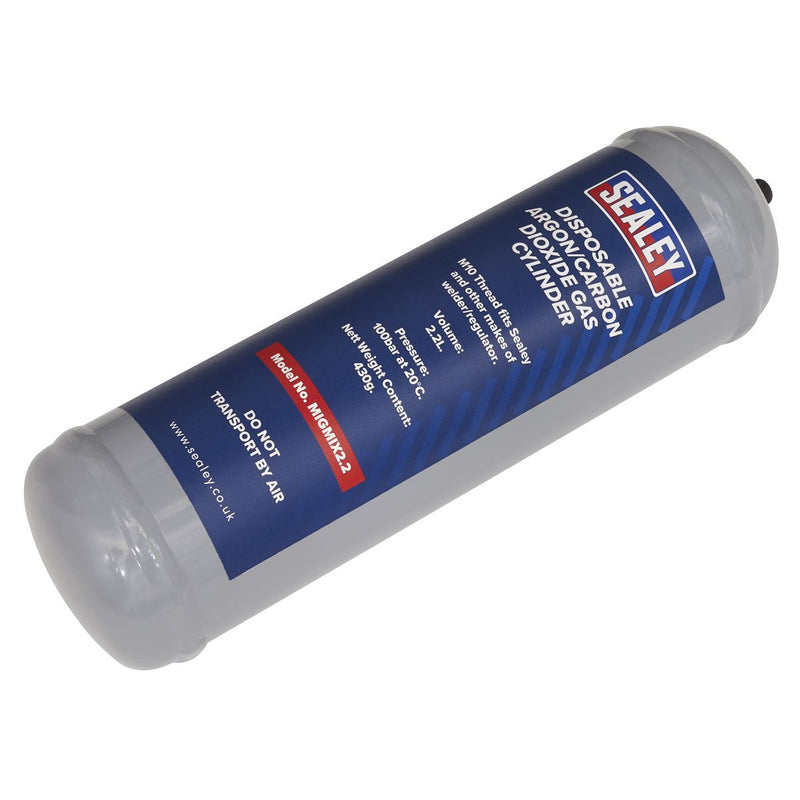 Sealey Disposable Argon/Carbon Dioxide Gas Cylinder 430g, 2.2L - Pack of 4 Sealey - Dynamic Drive