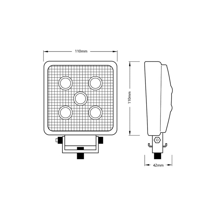 Ring Automotive RCV9596 6-LED Square Flood Work Lamp, 12/24 V Ring Automotive - Dynamic Drive