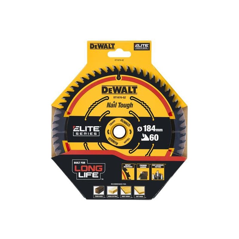 Dewalt Power Tools ELITE™ Series Mitre Saw Blade 184 x 16mm x 60T DeWALT Power Tools - Dynamic Drive