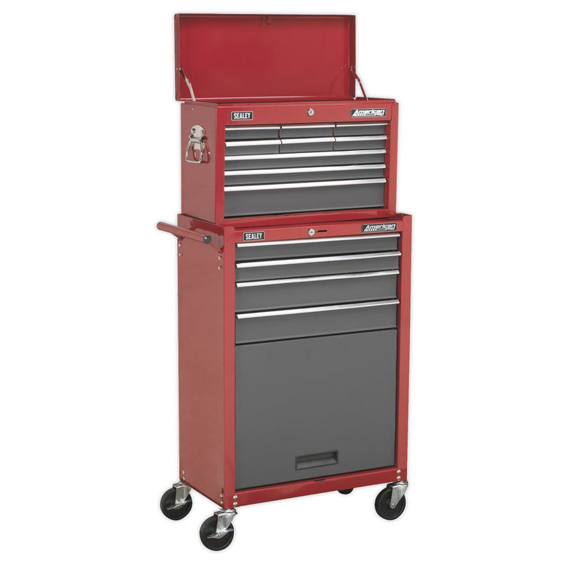Sealey Topchest & Rollcab Combination 13 Drawer with Ball-Bearing Slides Red/Gre Sealey - Dynamic Drive