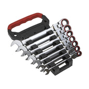 Sealey Flexi-Head Ratchet Combination Spanner Set 7pc Metric Platinum Series Sealey - Dynamic Drive