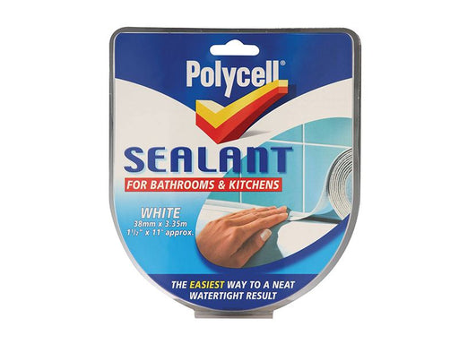 Polycell Sealant Strip Kitchen / Bathroom White 41mm Polycell - Dynamic Drive