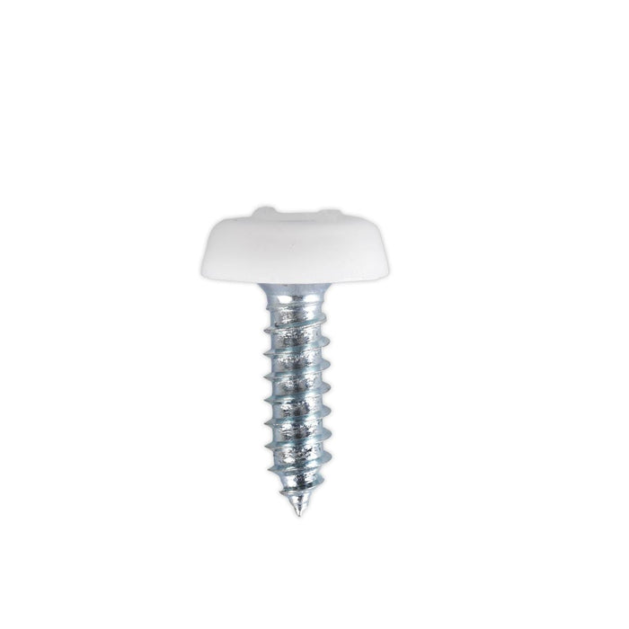 Sealey Numberplate Screw Plastic Enclosed Head 4.8 x 18mm White Pack of 50 PTNP1 Sealey - Dynamic Drive